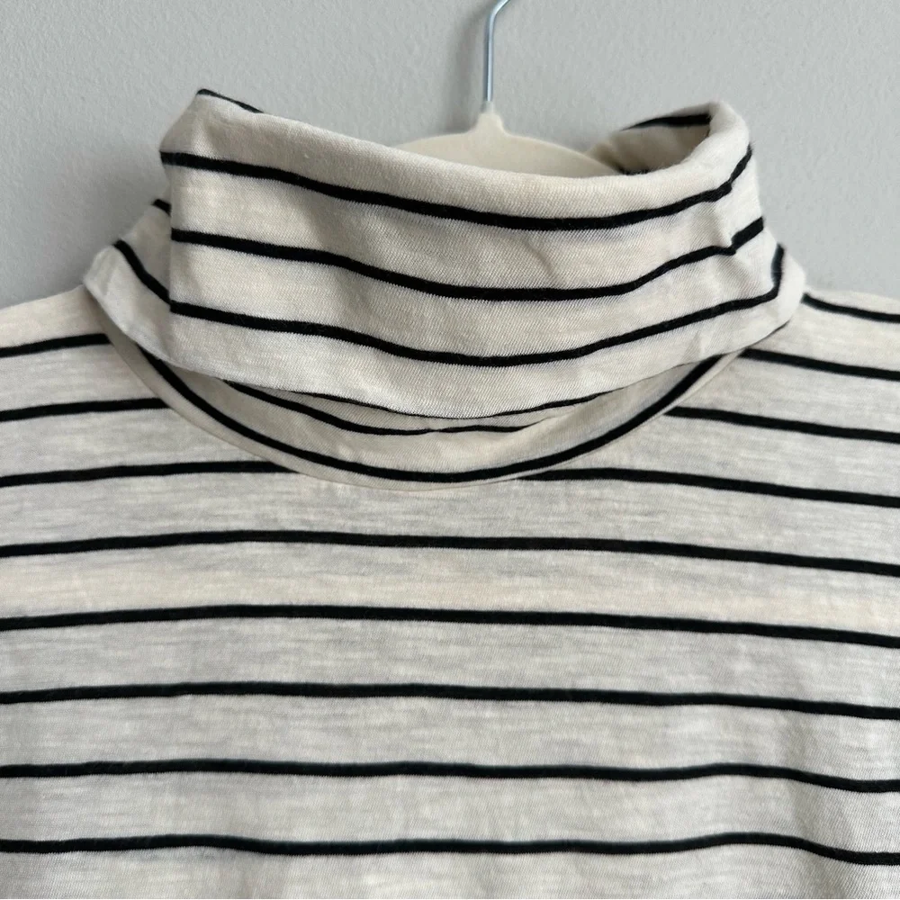 Madewell Striped Turtleneck Black Ivory 100% Cotton Size Small - Picture 2 of 8